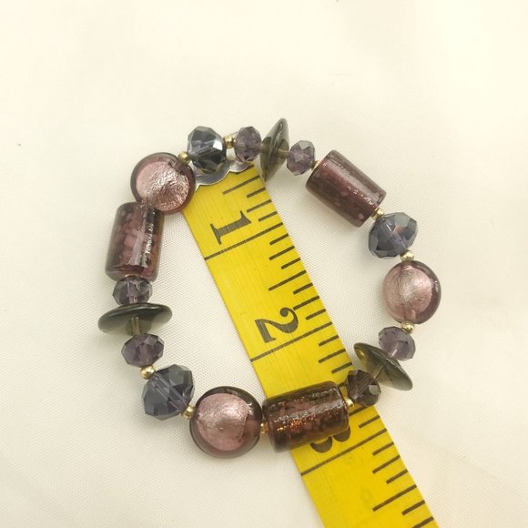 Womens Purple Elastic Stretch Adjustable Fashion Jewelry Beaded Bracelet - Picture 5 of 8